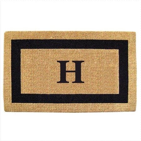 NEDIA HOME Nedia Home 02071H Single Picture - Black Frame 24 x 57 In. Heavy Duty Coir Doormat - Monogrammed H O2071H